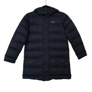 Patagonia Navy Down For Fun Puffer Coat Girls Kids M 10 Gorpcore Winter Snow